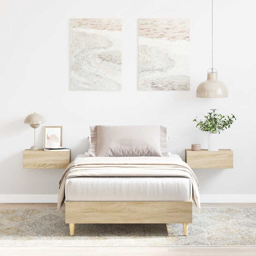 Bedframe zonder matras 75x190 cm spaanplaat sonoma eikenkleurig
