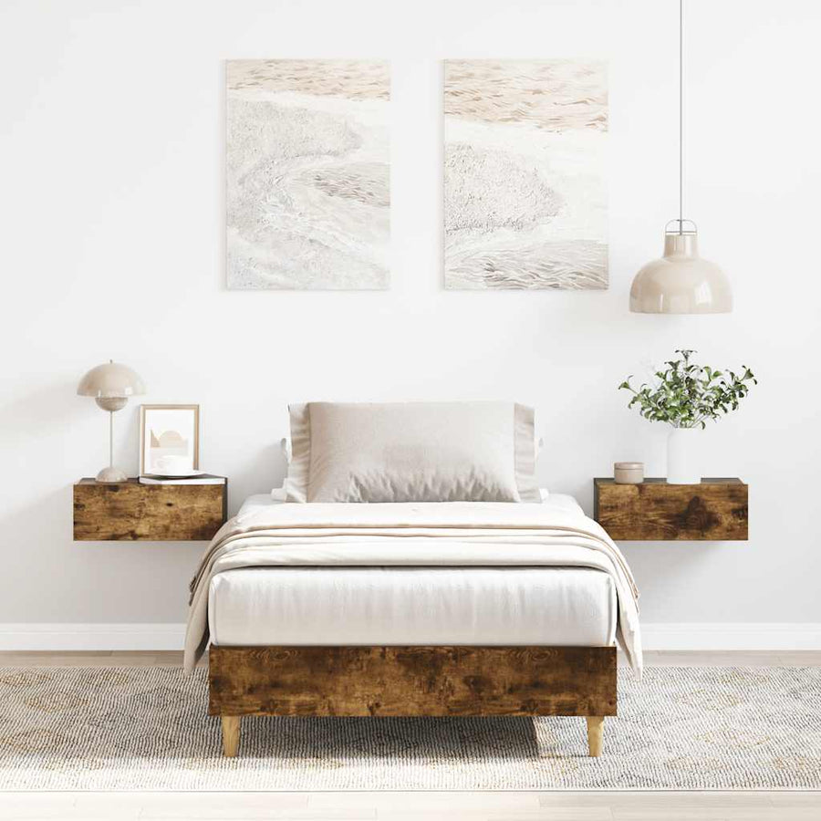 Bedframe zonder matras 75x190 cm spaanplaat gerookt eiken