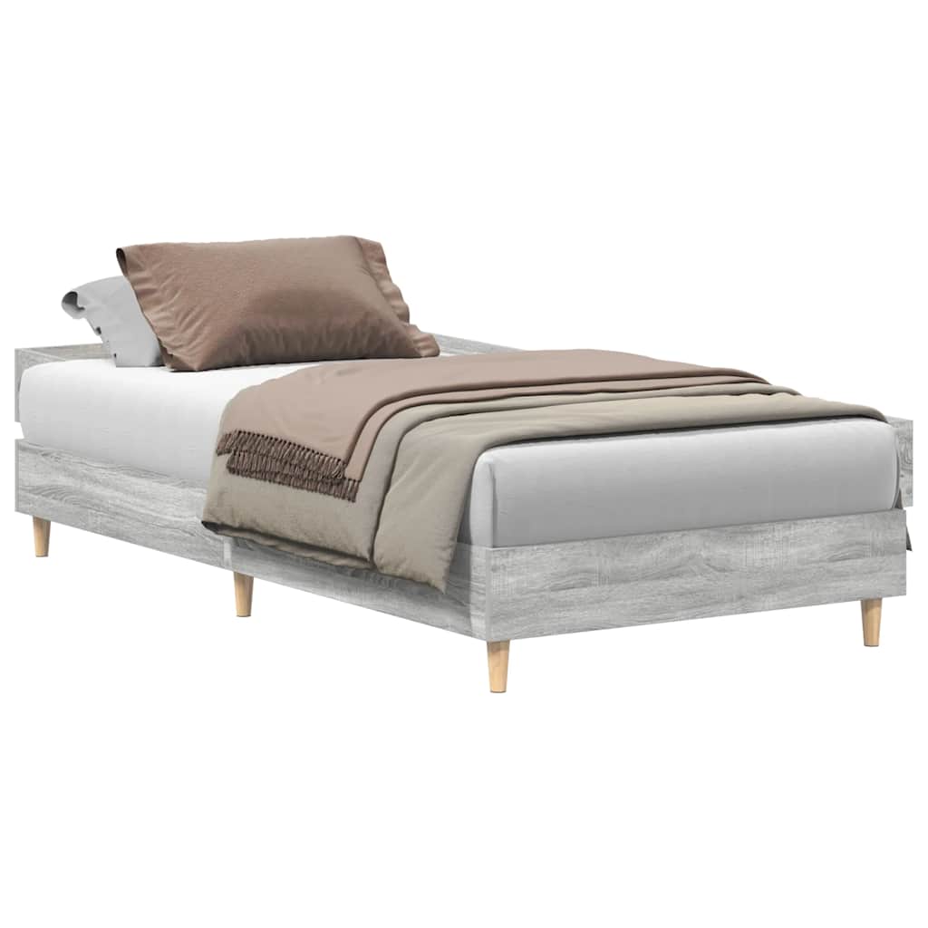 Bedframe zonder matras 75x190 cm spaanplaat grijs Sonoma