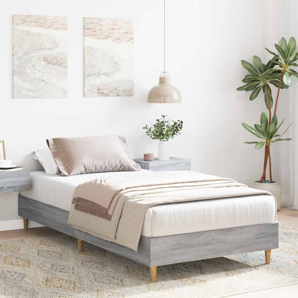 Bedframe zonder matras 75x190 cm spaanplaat grijs Sonoma