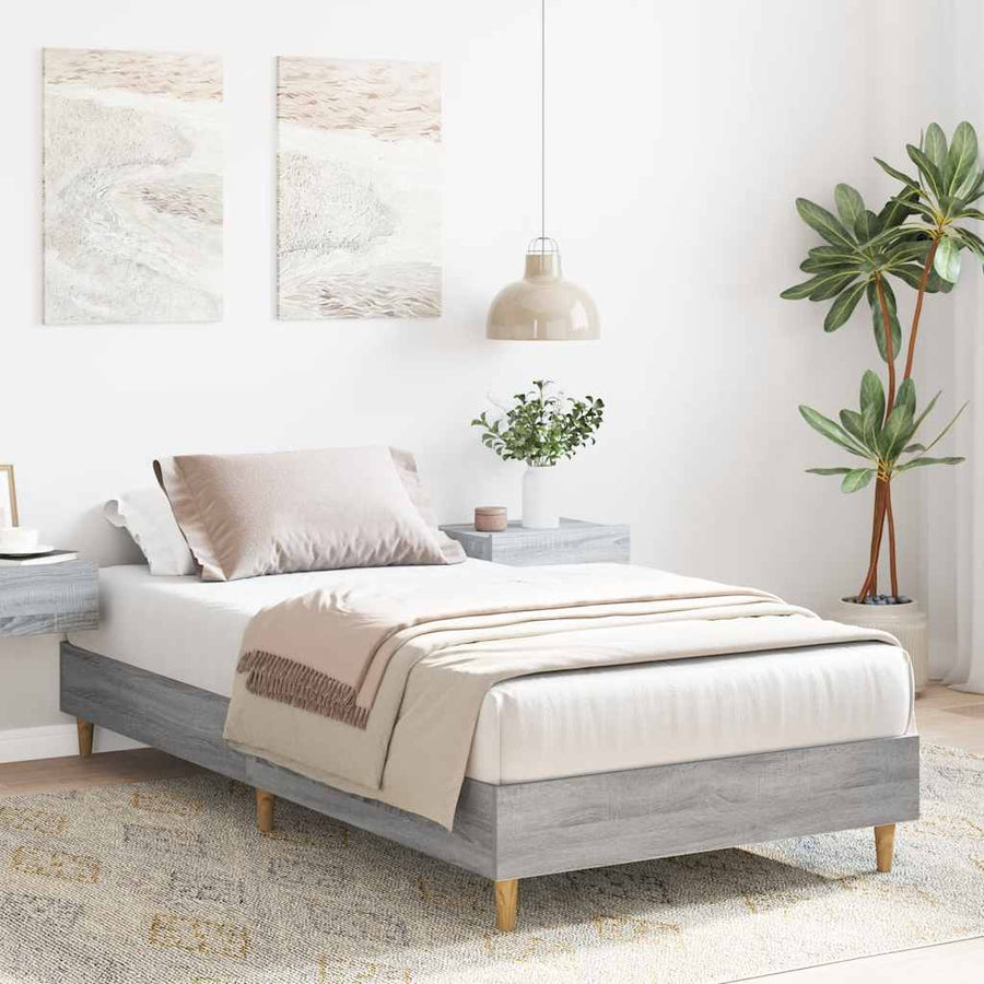 Bedframe zonder matras 75x190 cm spaanplaat grijs Sonoma