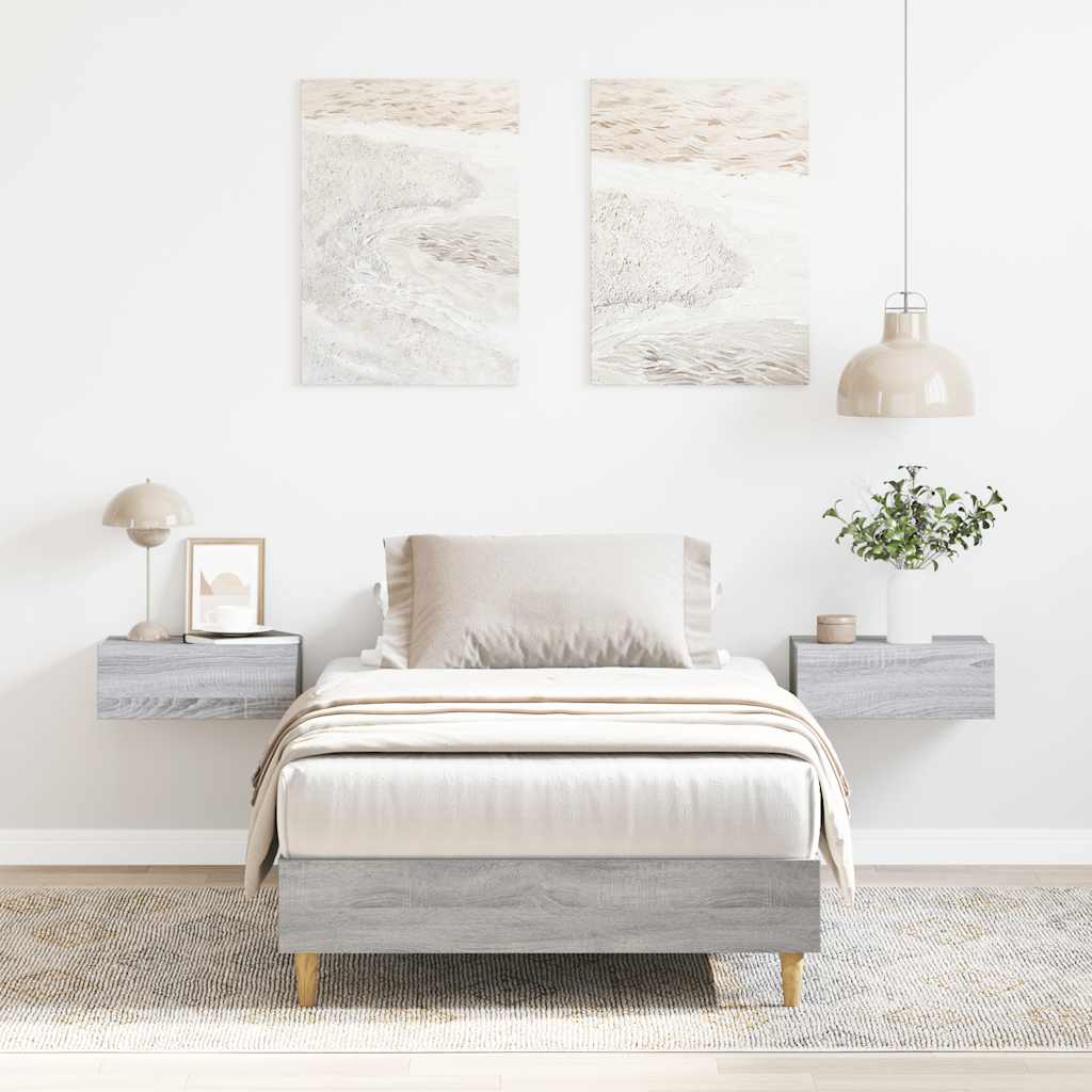 Bedframe zonder matras 75x190 cm spaanplaat grijs Sonoma