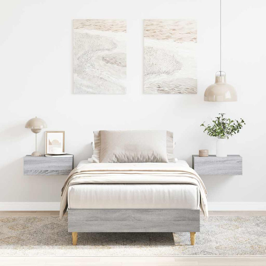 Bedframe zonder matras 75x190 cm spaanplaat grijs Sonoma