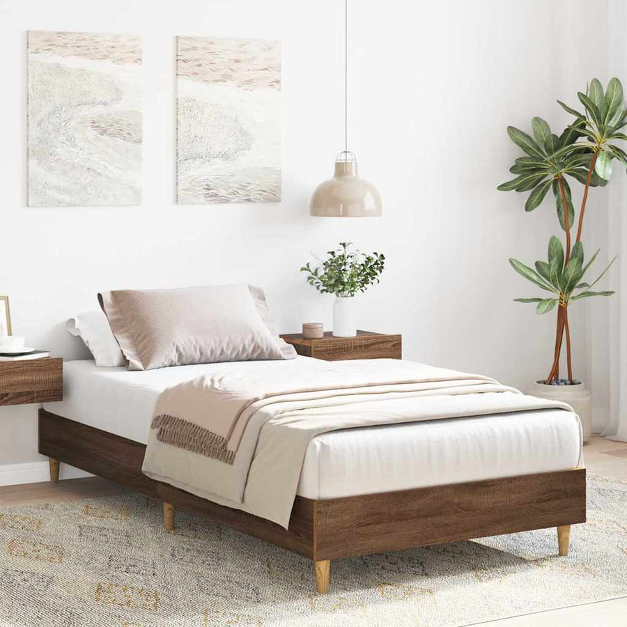 Bedframe zonder matras 75x190 cm spaanplaat bruin eikenkleurig