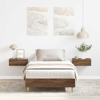 Bedframe zonder matras 75x190 cm spaanplaat bruin eikenkleurig