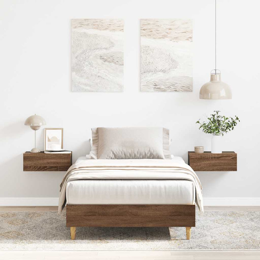 Bedframe zonder matras 75x190 cm spaanplaat bruin eikenkleurig