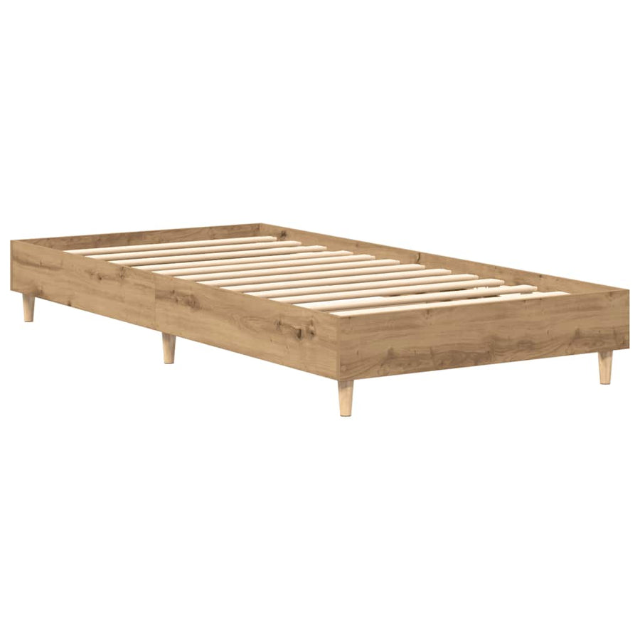 Bedframe zonder matras spaanplaat artisanaal eikenkleurig
