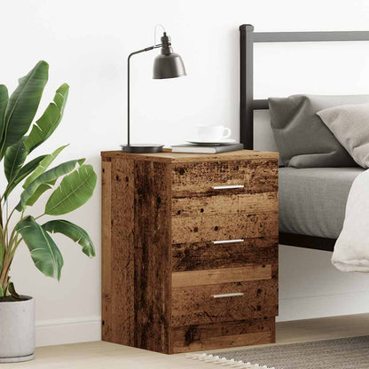 Nachtkastje 38x35x55 cm bewerkt hout oud houtkleurig