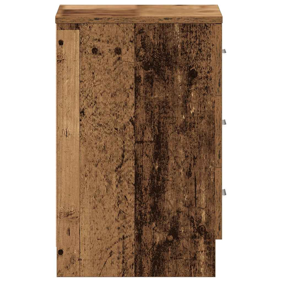 Nachtkastje 38x35x55 cm bewerkt hout oud houtkleurig