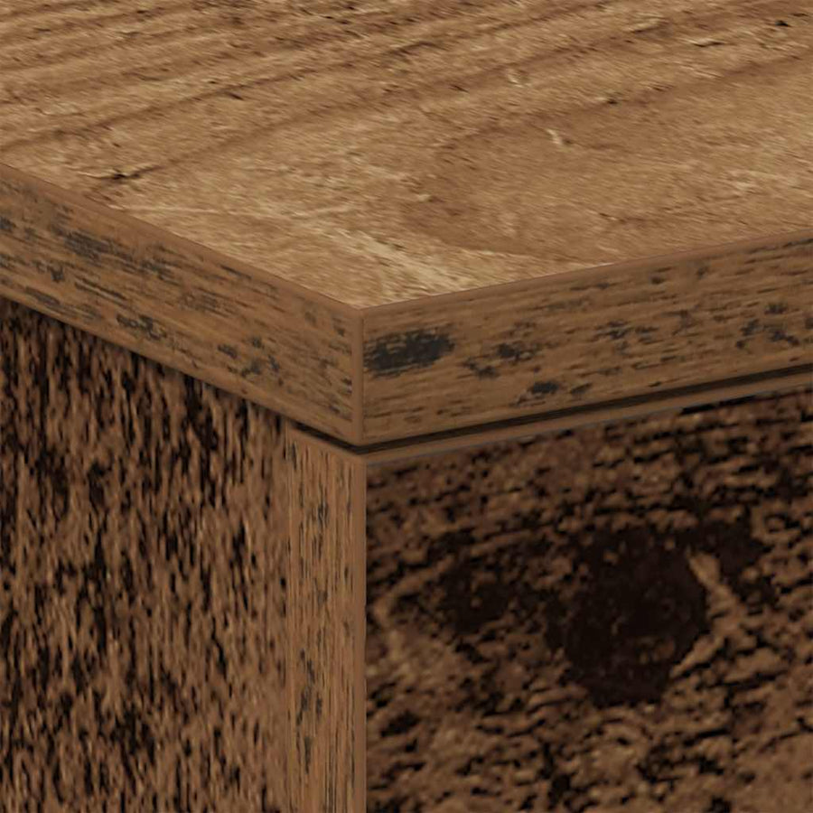 Nachtkastje 38x35x55 cm bewerkt hout oud houtkleurig