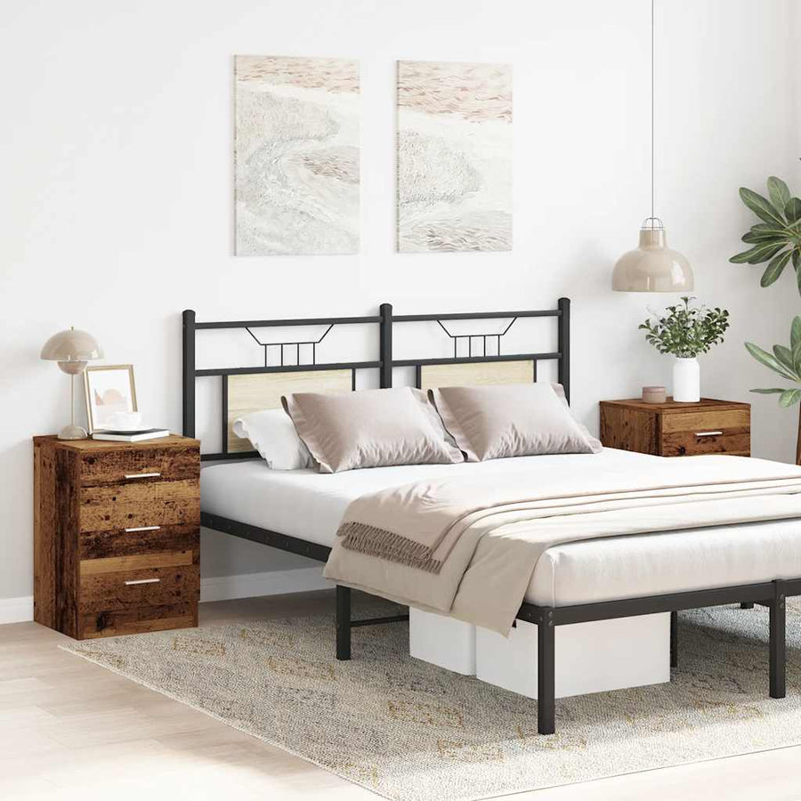 Nachtkastjes 2 st 38x35x55 cm bewerkt hout oud houtkleurig