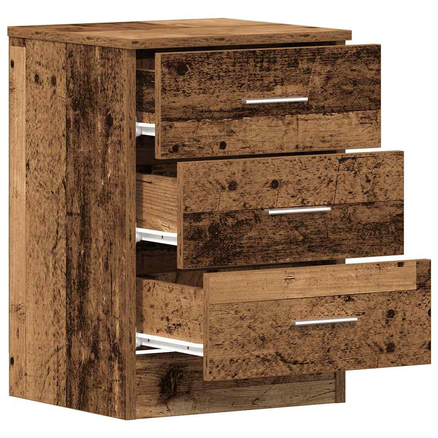 Nachtkastjes 2 st 38x35x55 cm bewerkt hout oud houtkleurig
