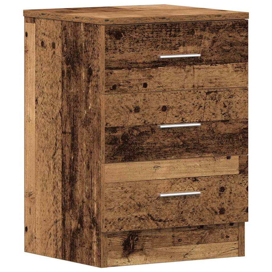 Nachtkastjes 2 st 38x35x55 cm bewerkt hout oud houtkleurig
