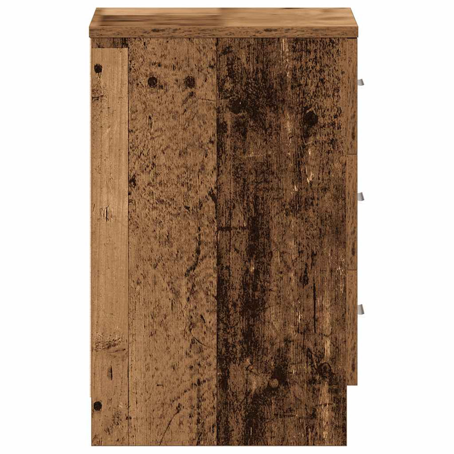 Nachtkastjes 2 st 38x35x55 cm bewerkt hout oud houtkleurig