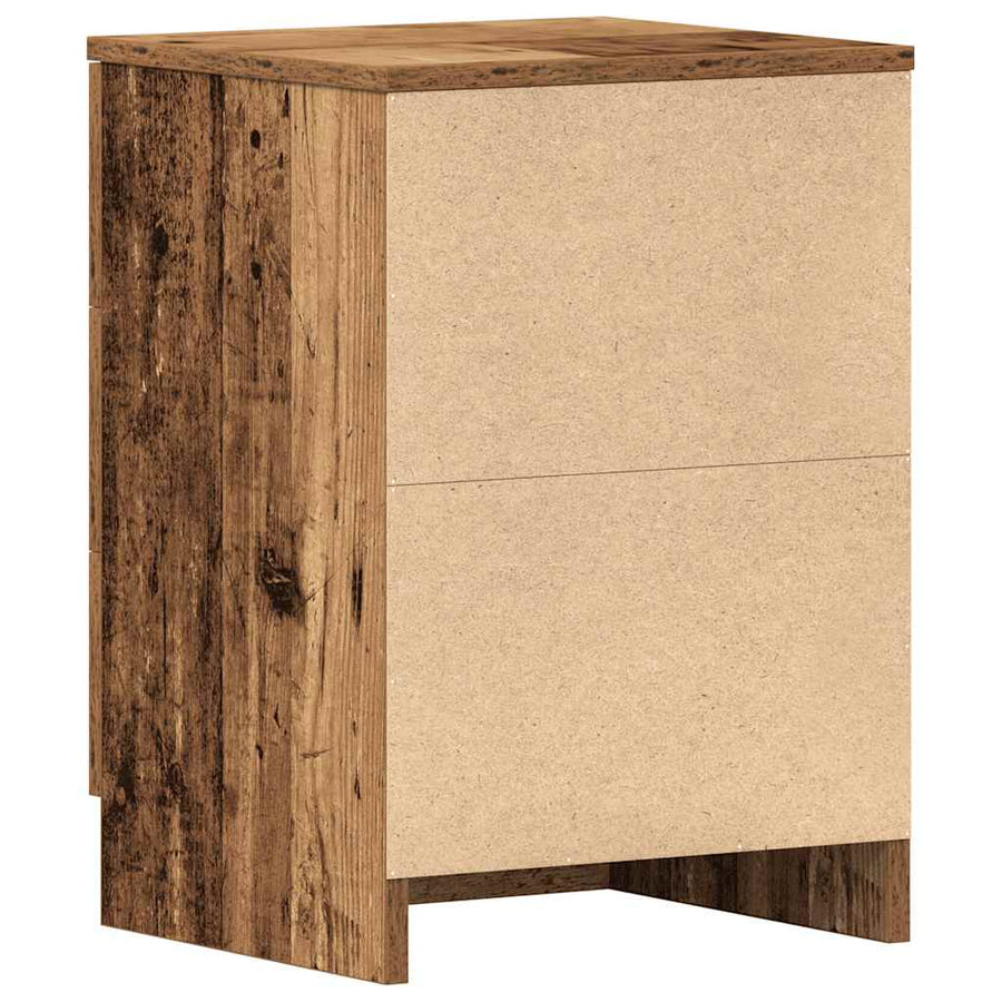 Nachtkastjes 2 st 38x35x55 cm bewerkt hout oud houtkleurig