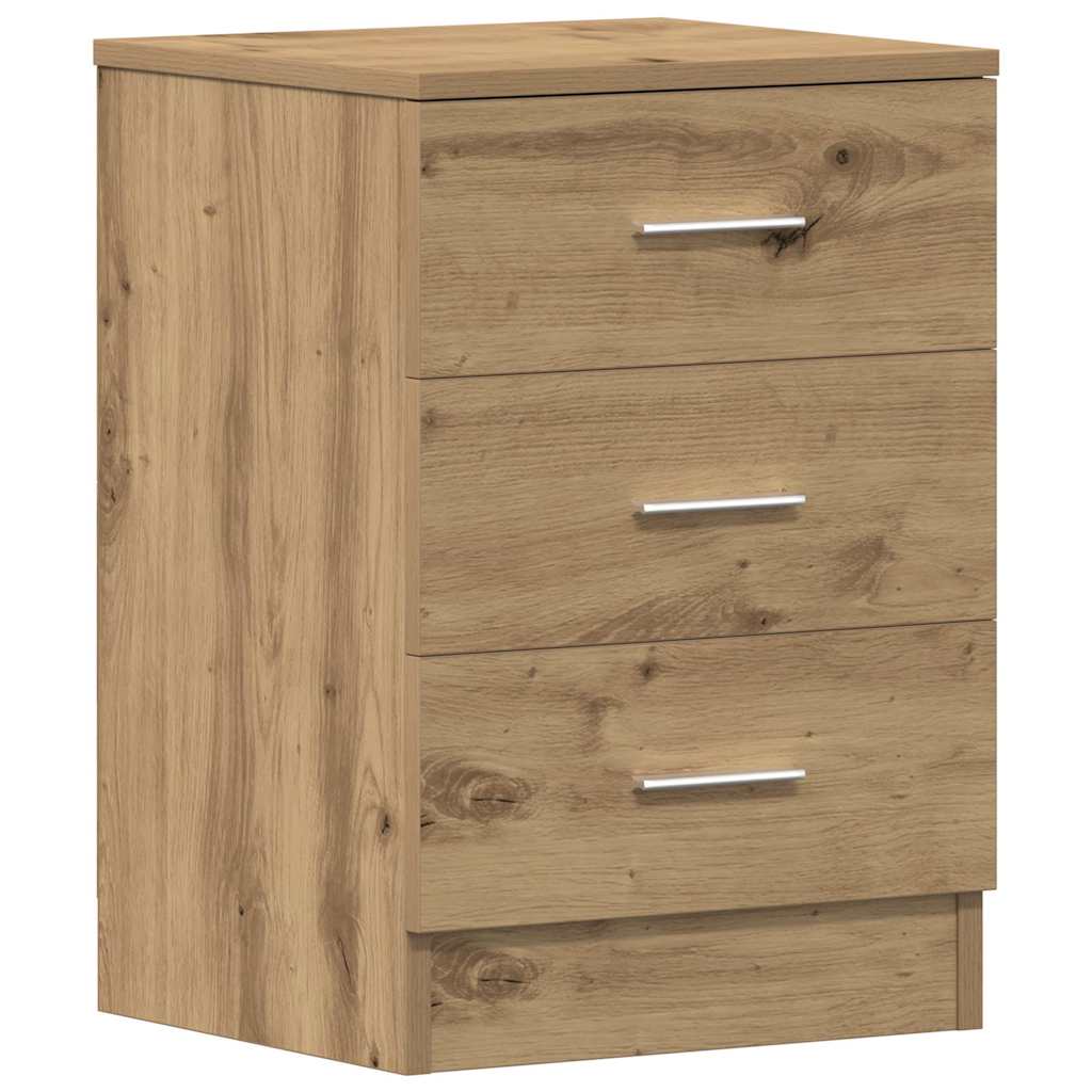 Nachtkastje 38x35x55 cm bewerkt hout artisanaal eikenkleur
