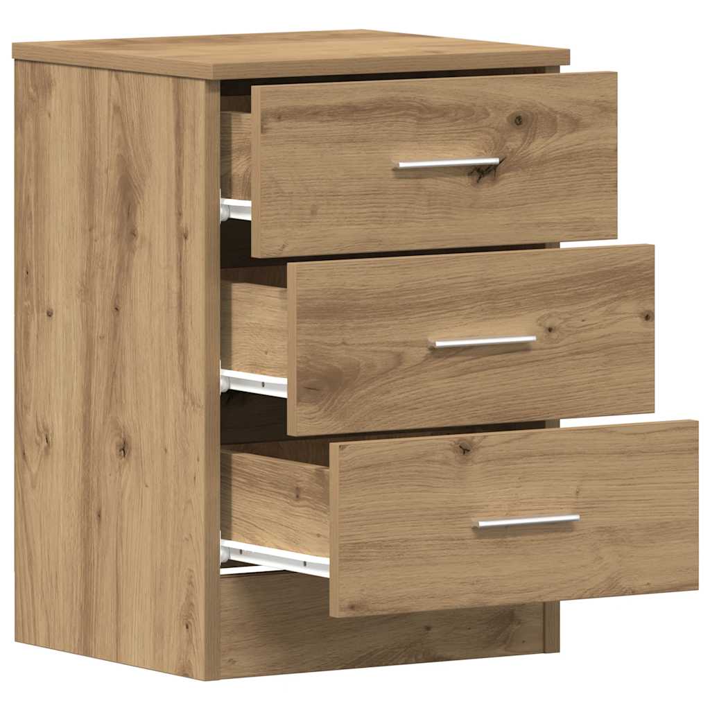 Nachtkastje 38x35x55 cm bewerkt hout artisanaal eikenkleur