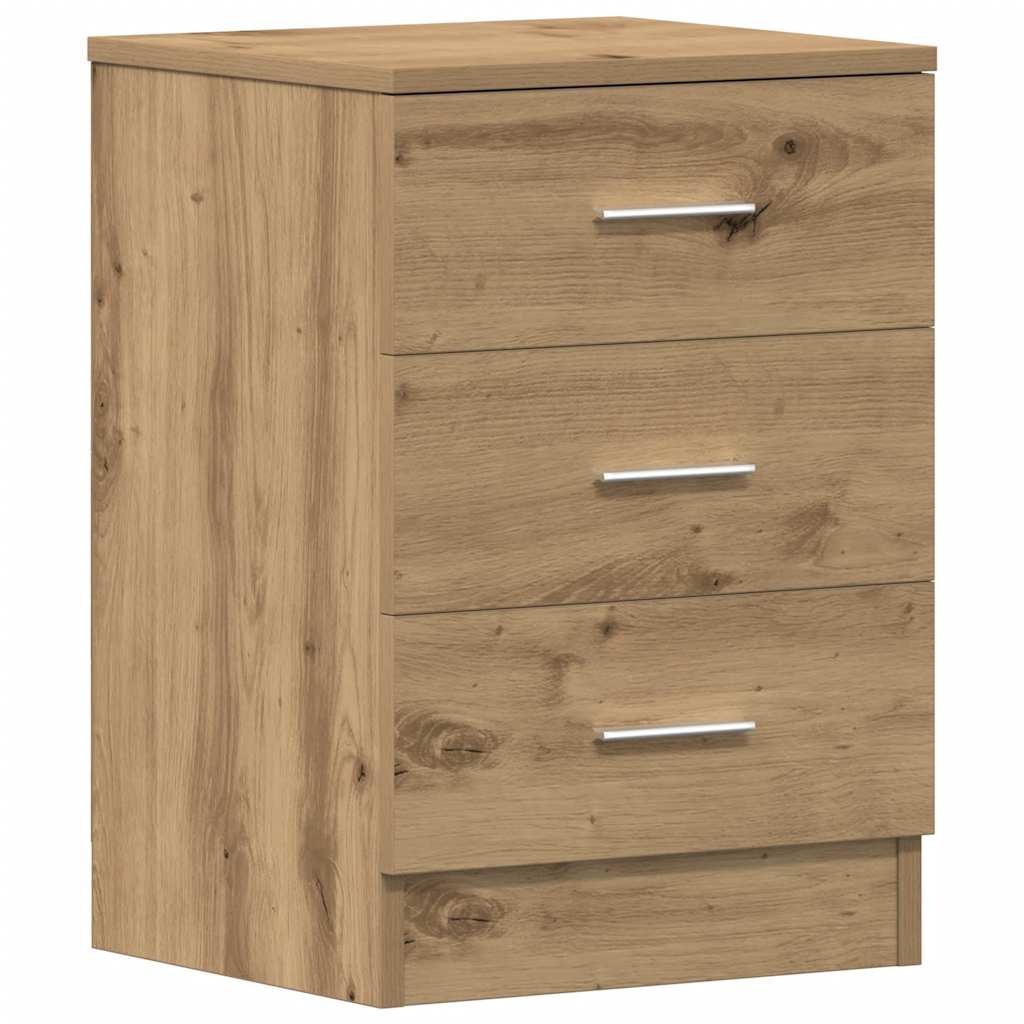 Nachtkastje 38x35x55 cm bewerkt hout artisanaal eikenkleur