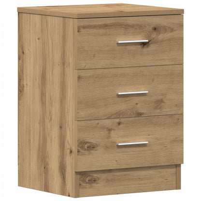 Nachtkastje 38x35x55 cm bewerkt hout artisanaal eikenkleur