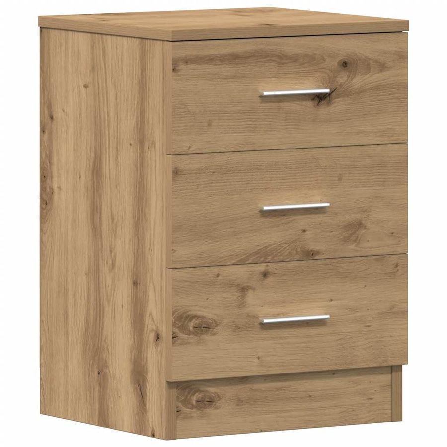 Nachtkastje 38x35x55 cm bewerkt hout artisanaal eikenkleur