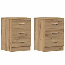 Nachtkastjes 2 st 38x35x55cm bewerkt hout artisanaal eikenkleur