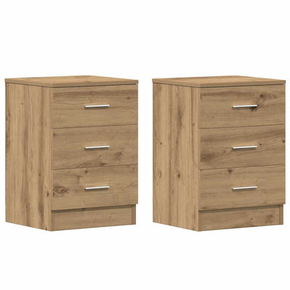 Nachtkastjes 2 st 38x35x55cm bewerkt hout artisanaal eikenkleur
