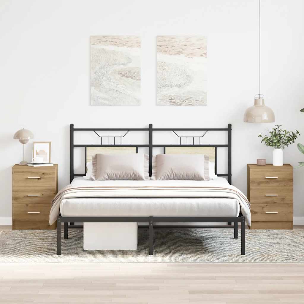 Nachtkastjes 2 st 38x35x55cm bewerkt hout artisanaal eikenkleur