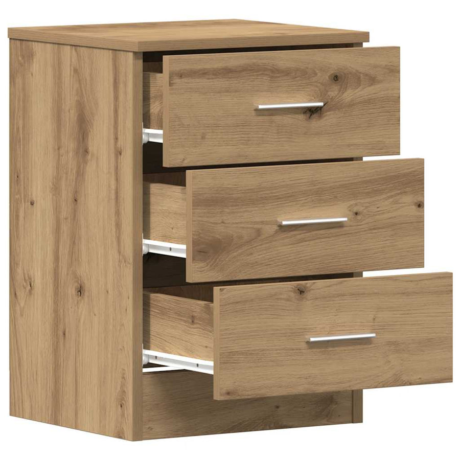 Nachtkastjes 2 st 38x35x55cm bewerkt hout artisanaal eikenkleur