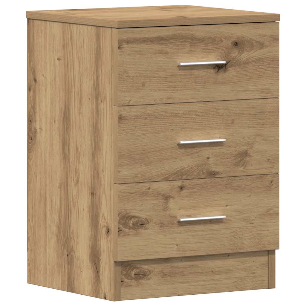 Nachtkastjes 2 st 38x35x55cm bewerkt hout artisanaal eikenkleur