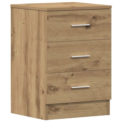 Nachtkastjes 2 st 38x35x55cm bewerkt hout artisanaal eikenkleur