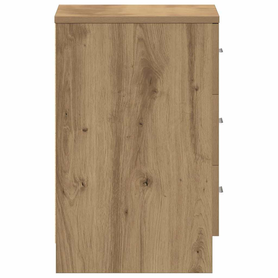 Nachtkastjes 2 st 38x35x55cm bewerkt hout artisanaal eikenkleur