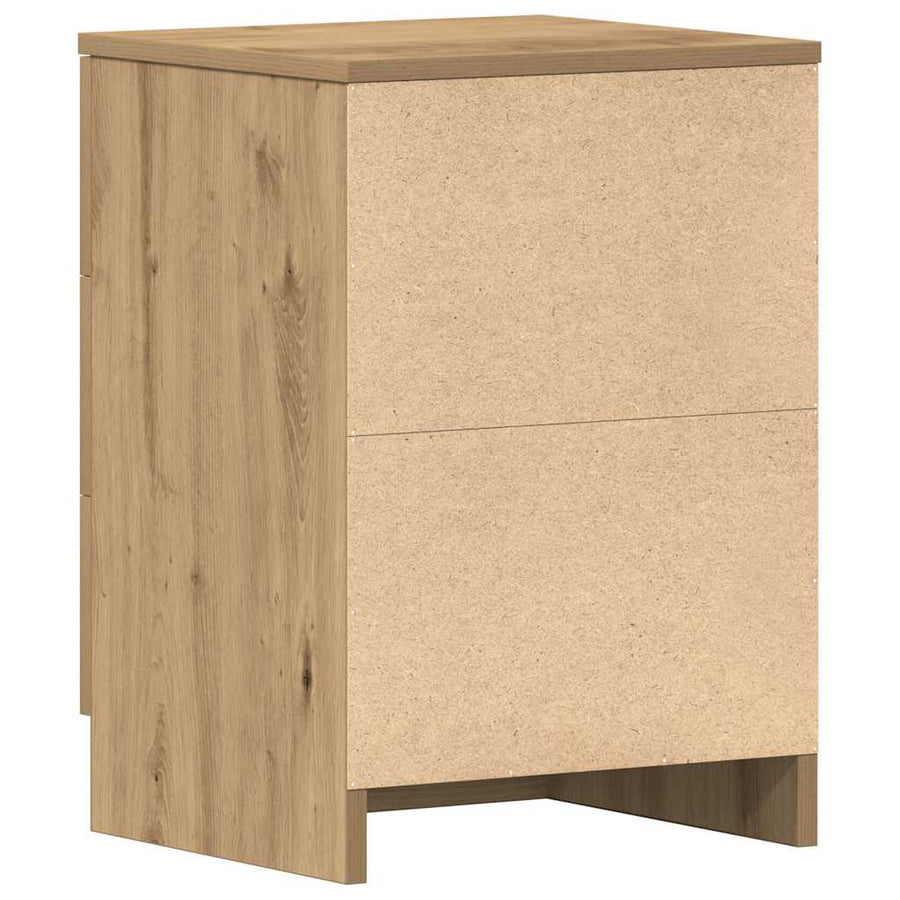 Nachtkastjes 2 st 38x35x55cm bewerkt hout artisanaal eikenkleur