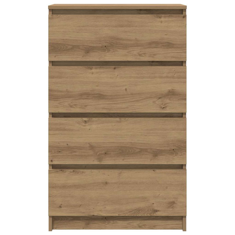 Dressoir 60x35x98,5 cm bewerkt hout artisanaal eikenkleur