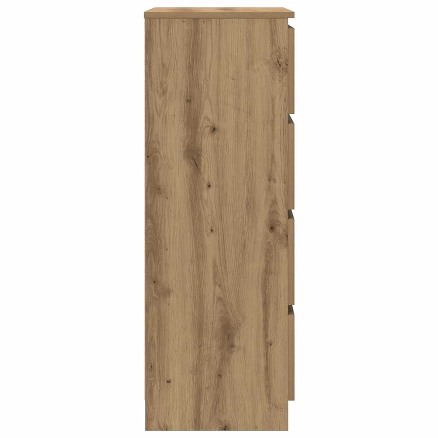 Dressoir 60x35x98,5 cm bewerkt hout artisanaal eikenkleur