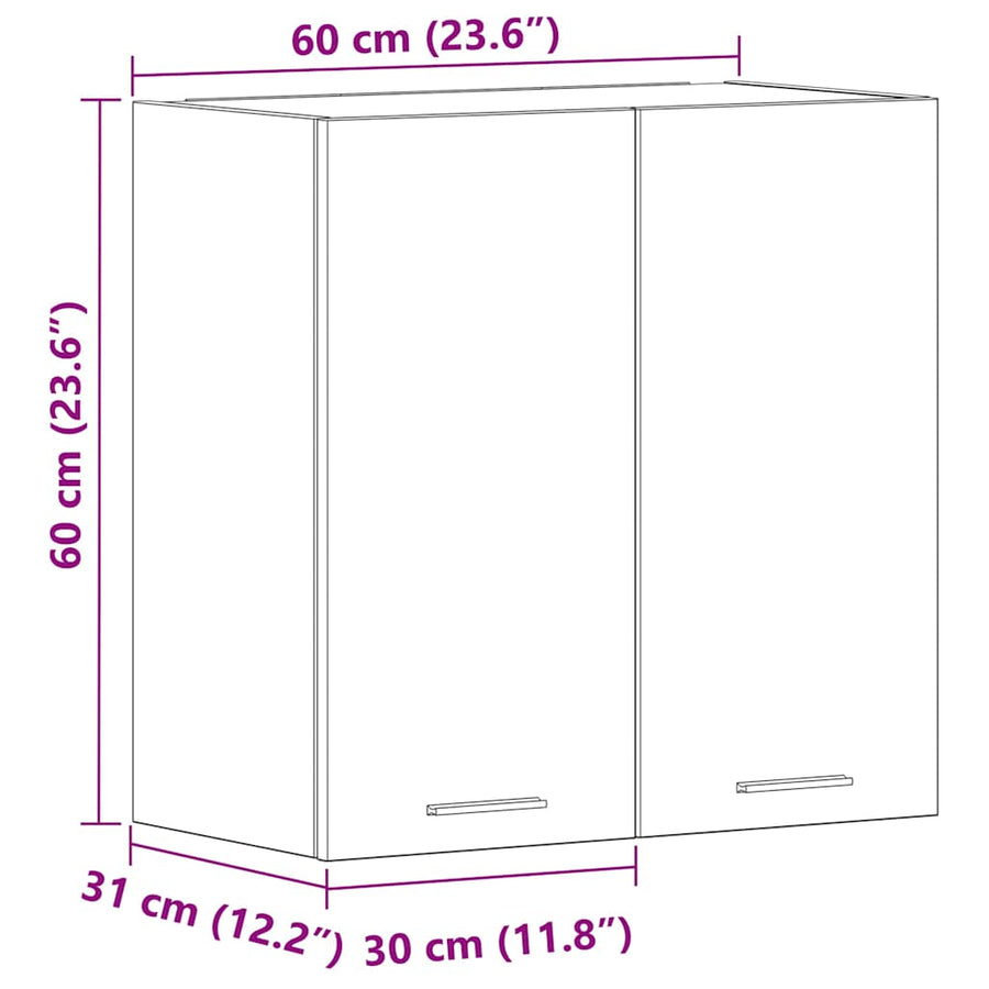Keukenwandkast 60x31x60 cm spaanplaat betongrijs