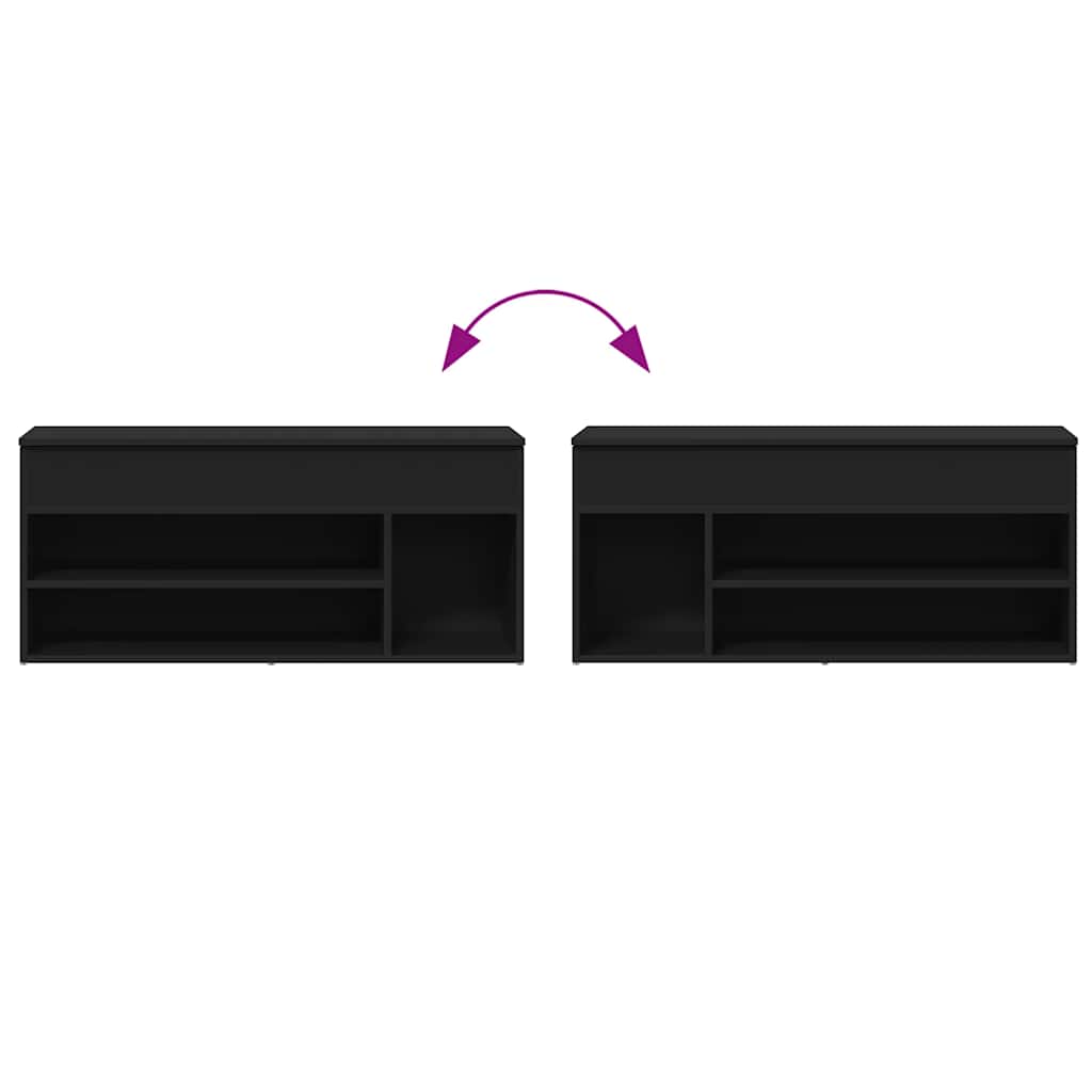 Schoenenbank 102x30,5x45 cm bewerkt hout zwart