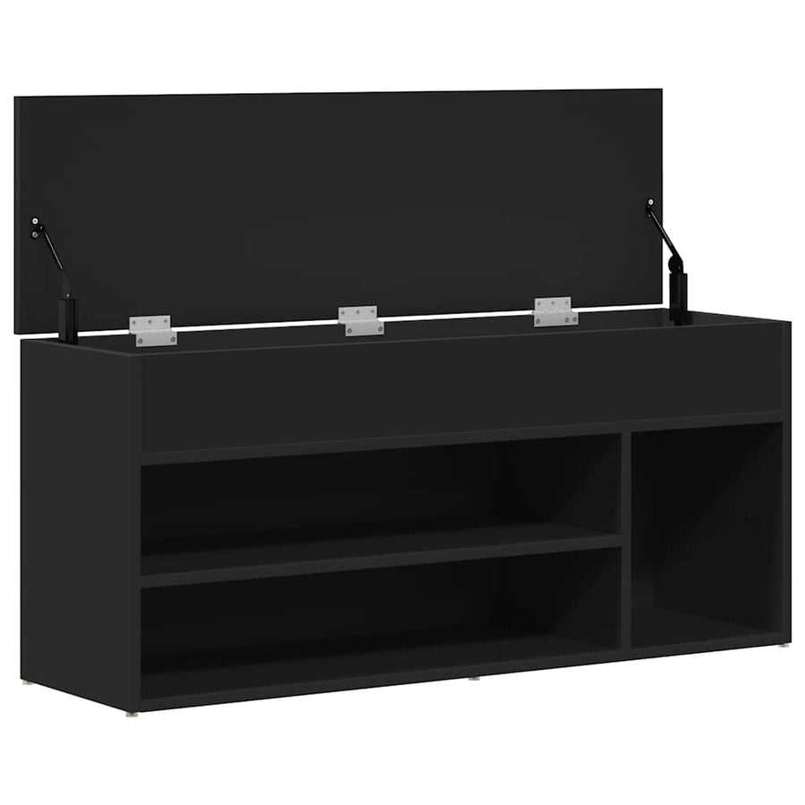 Schoenenbank 102x30,5x45 cm bewerkt hout zwart