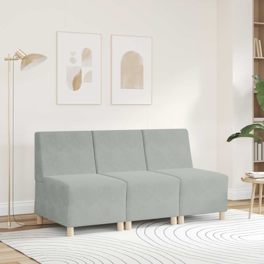 Modulaire Bank Zonder Armleuningen 55 Cm Fluweel Lichtgrijs
