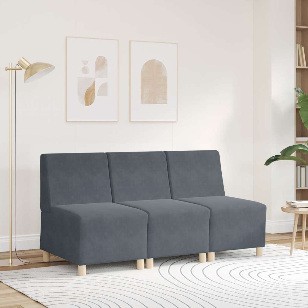 Modulaire Bank Zonder Armleuningen 55 Cm Fluweel Donkergrijs