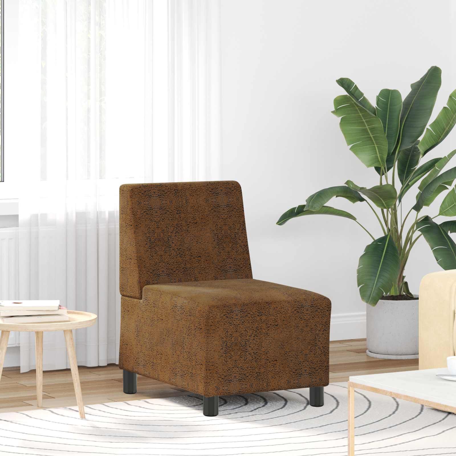 | Sofa Stoel | Met Kussen 55 X 74 X 82 Cm Faux Suede Leer Bruin