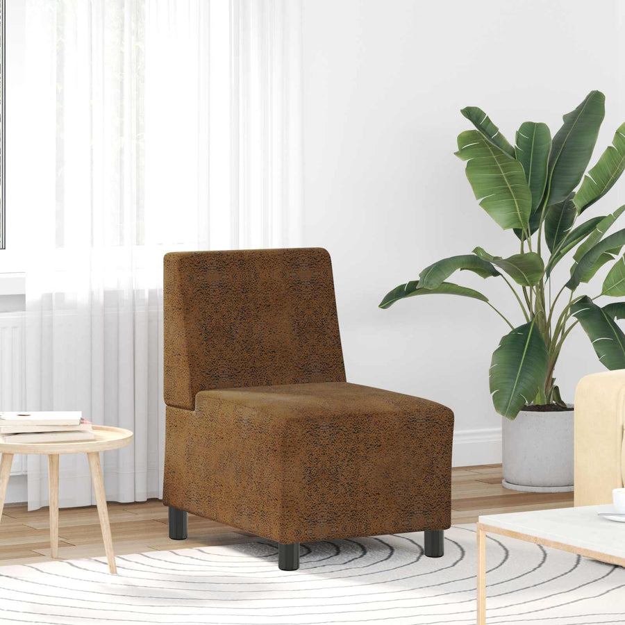 | Sofa Stoel | Met Kussen 55 X 74 X 82 Cm Faux Suede Leer Bruin