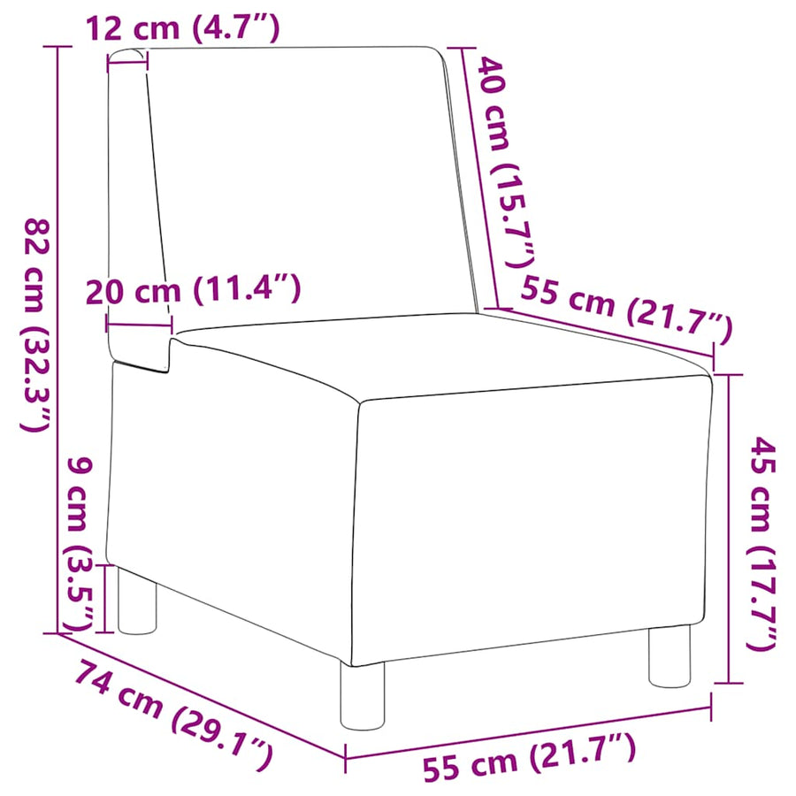 Modulaire bank zonder armleuningen donkergrijs 55 cm imitatiesuède