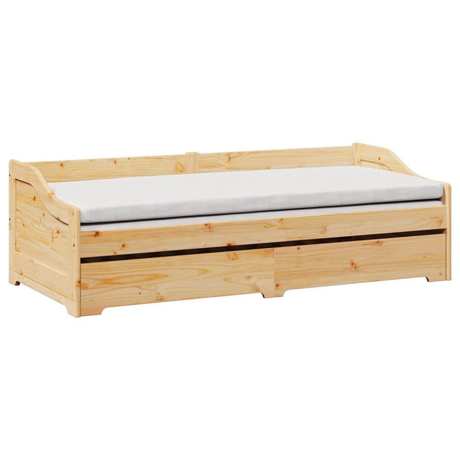 Slaapbank Met Onderschuifbed Zonder Matras Irun 90X200 Cm Bruin