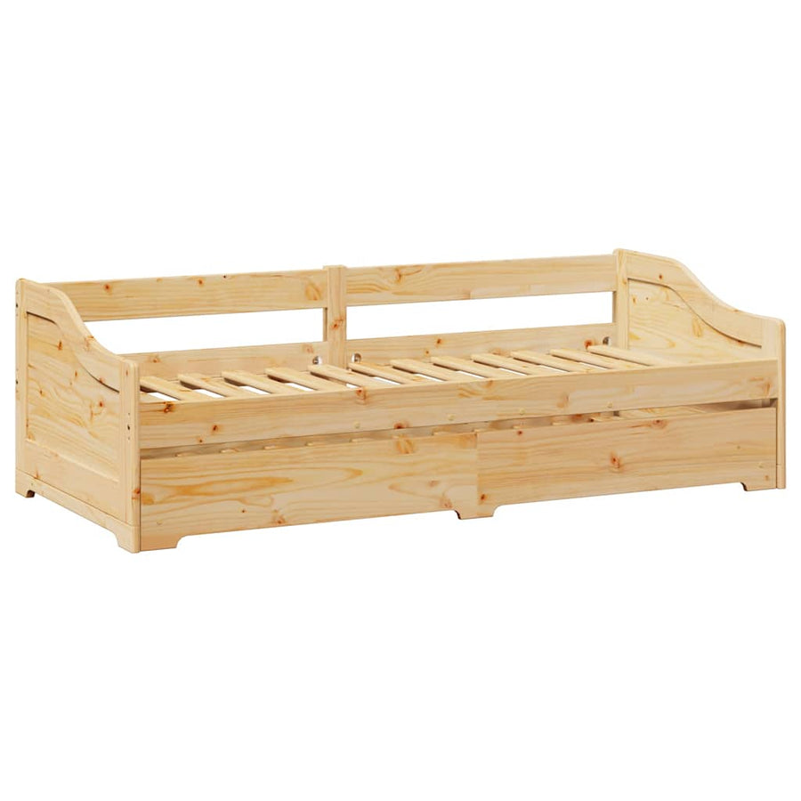 Slaapbank Met Onderschuifbed Zonder Matras Irun 90X200 Cm Bruin