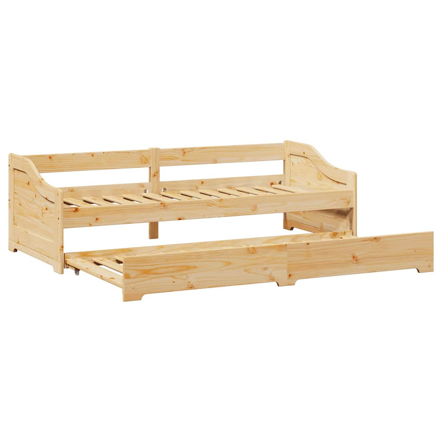 Slaapbank Met Onderschuifbed Zonder Matras Irun 90X200 Cm Bruin