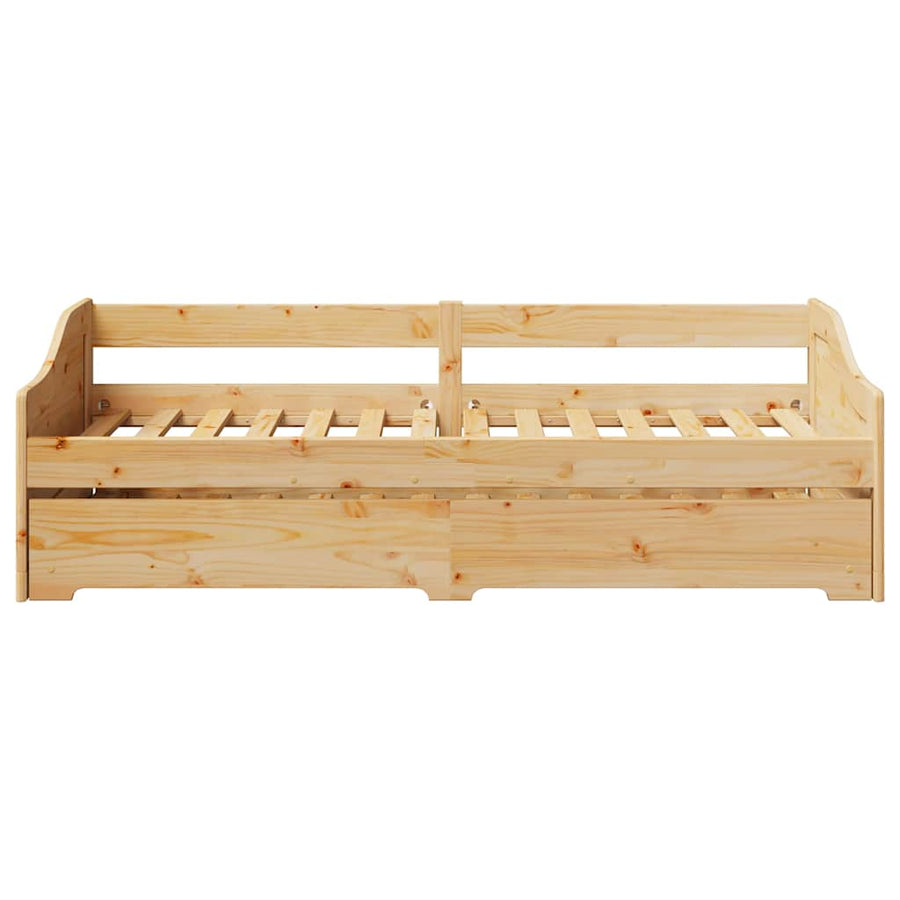 Slaapbank Met Onderschuifbed Zonder Matras Irun 90X200 Cm Bruin