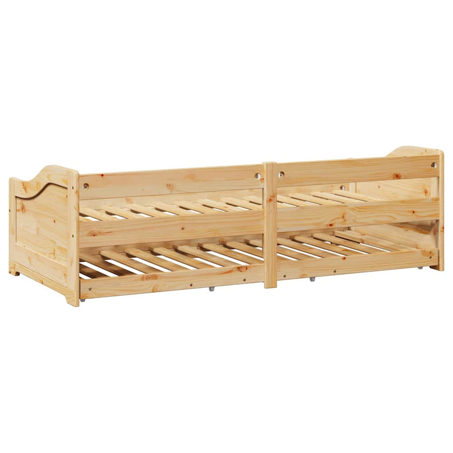 Slaapbank Met Onderschuifbed Zonder Matras Irun 90X200 Cm Bruin