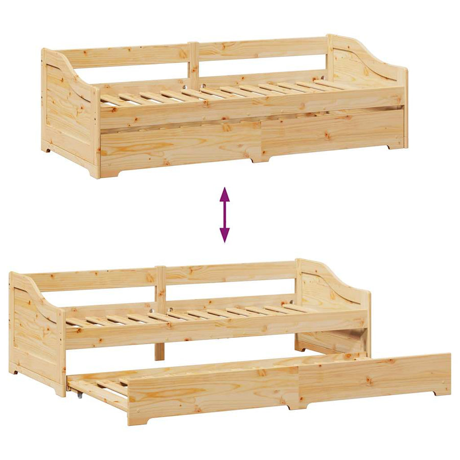 Slaapbank Met Onderschuifbed Zonder Matras Irun 90X200 Cm Bruin