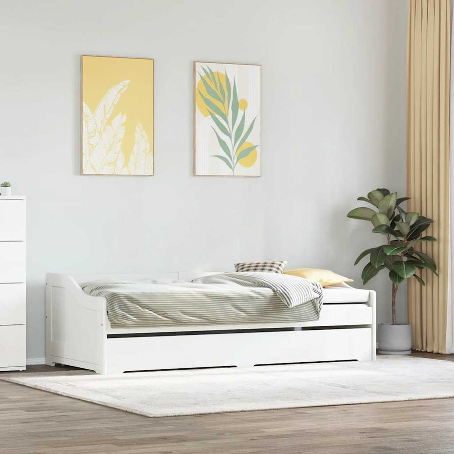 Slaapbank Met Onderschuifbed Zonder Matras Irun 90X200 Cm Wit