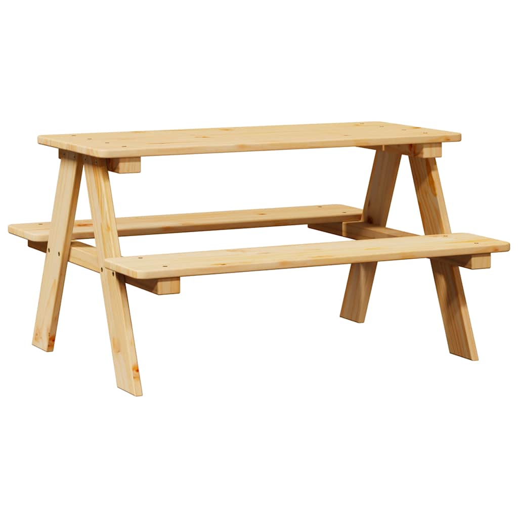 Kindertafel met banken 90x79,5x50 cm massief hout